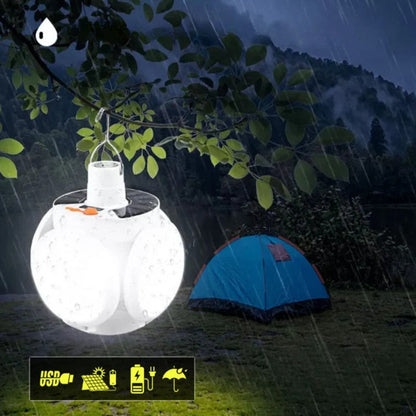 Solar Rechargeable Outdoor Light with USB Charging Waterproof Camping Emergency LED Lamp