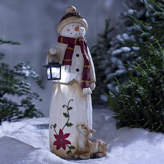 Solar Snowman Lantern Outdoor Christmas Decoration LED Solar Garden Lantern