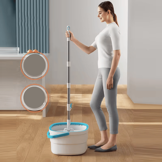 Spin Mop and Bucket Set for Floor Cleaning with Easy Wringer Microfiber Mop System