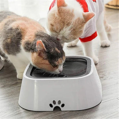 Splash-Proof Floating Dog Water Bowl Slow Feeder No-Spill Pet Drinking Bowl