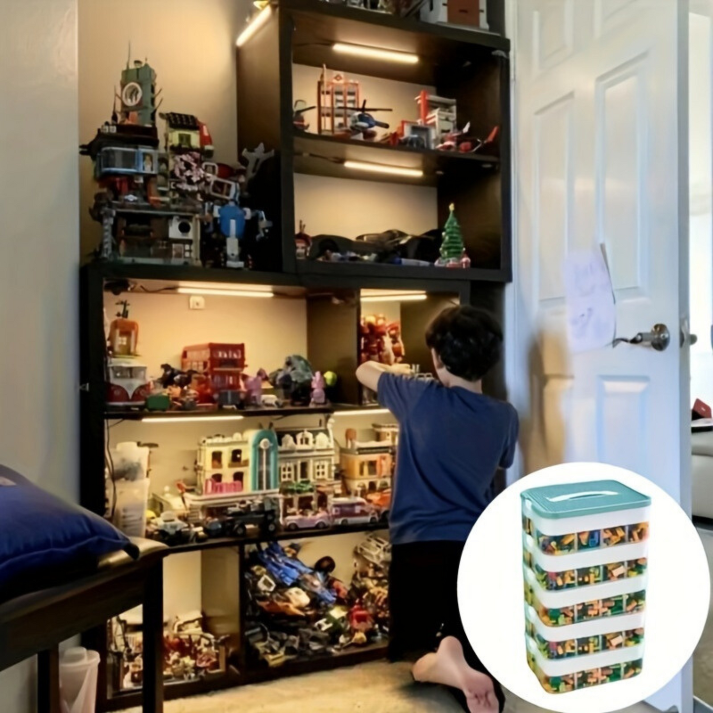 Stackable Storage Organizer Boxes with Lids Multi Level Design
