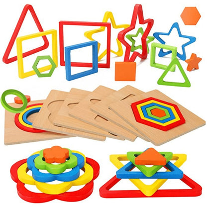 Stacking Puzzle Game Shape Sorting Toy Six Piece Educational Set
