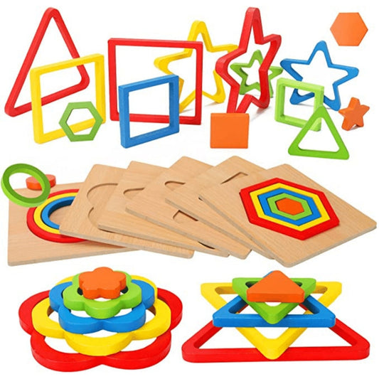 Stacking Puzzle Game Shape Sorting Toy Six Piece Educational Set
