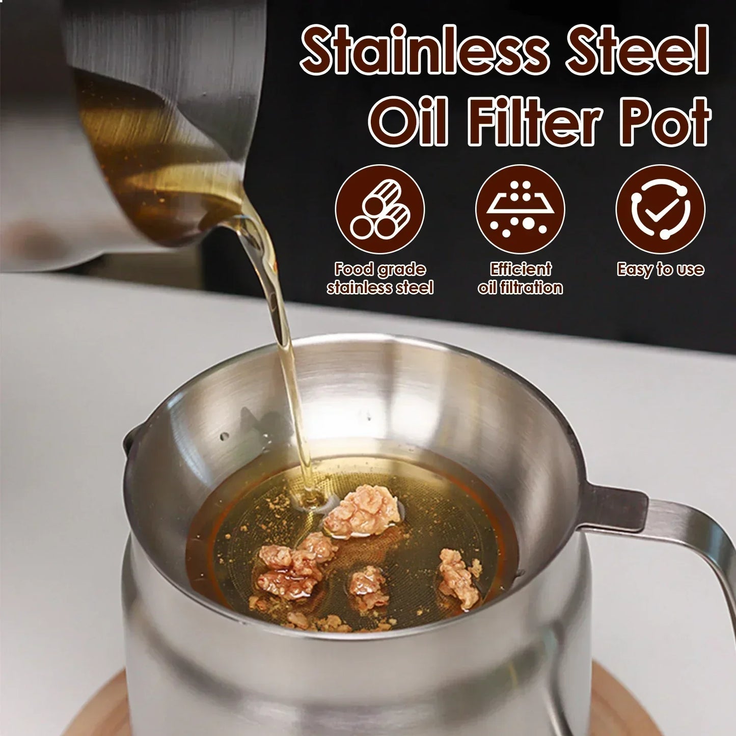 Stainless Steel Frying Pot Oil Filter Nonstick Deep Fry Cooker