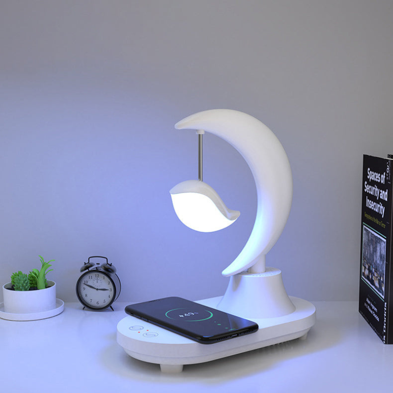 Star Bird Shaped LED Table Lamp Bluetooth Speaker Qi Wireless Charging