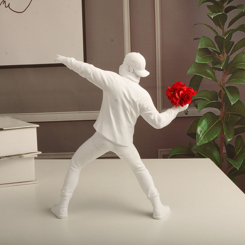 Street Art Sculpture Flower Vandal Resin Statue Modern Urban Home Decor
