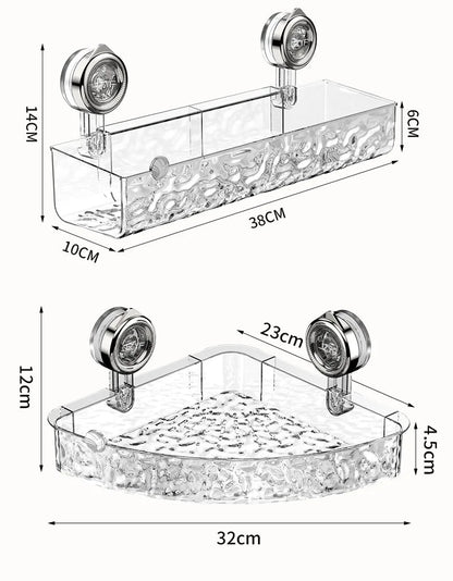 Suction Cup Wall Storage Organizer Bathroom Wall Shelf No Drill Shower Storage Holder