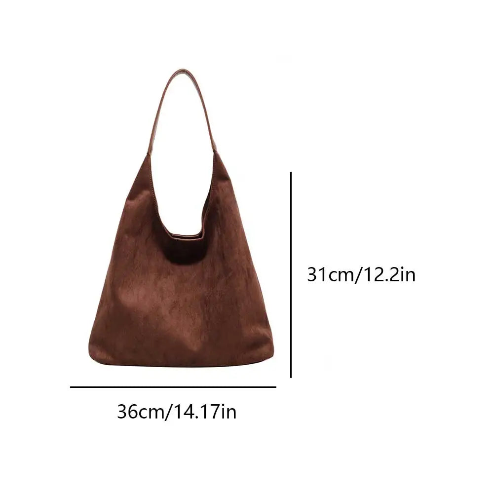 Suede Shoulder Bag With Adjustable Strap Comfortable Everyday Handbag