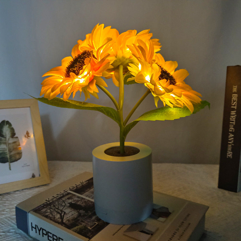 Sunflower LED Table Lamp Rechargeable Decorative Flower Light Cordless Night Lamp