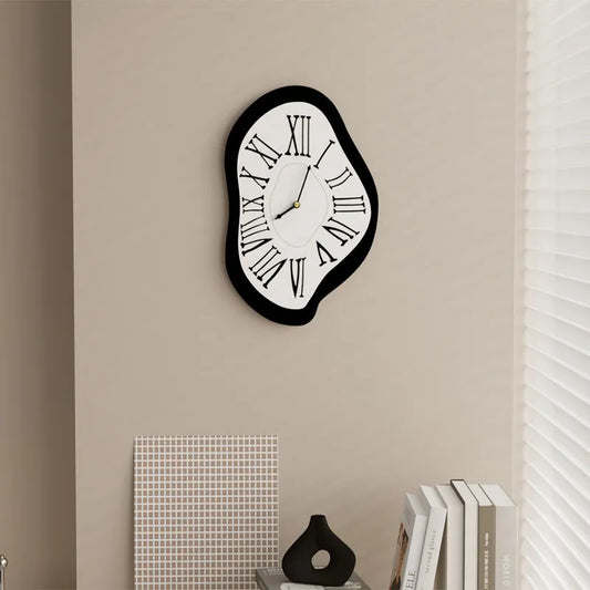 Surrealist Melting Wall Clock Roman Numeral Metal Art Decor