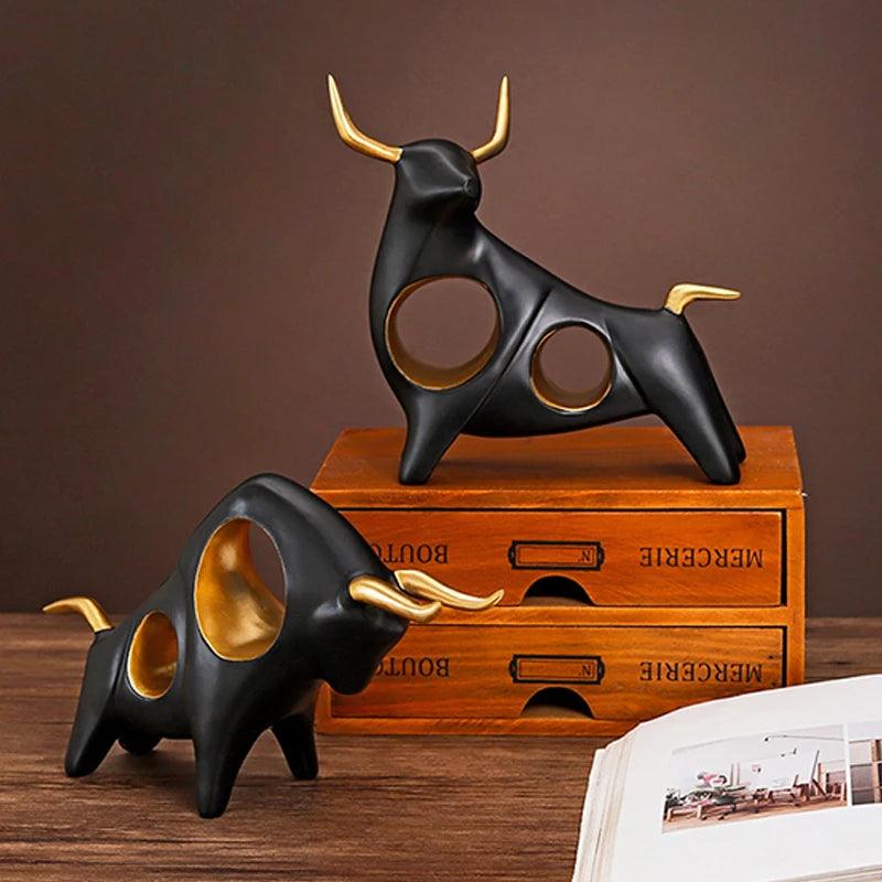 Symbolic Bull Figurine Resin Bull Sculpture European Style Home Decor
