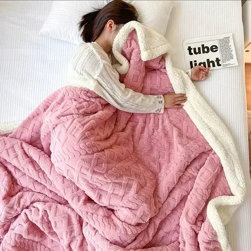 Thick Winter Lambswool Blanket Double Sided Soft Warm Comfort
