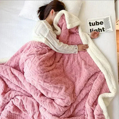 Thick Winter Lambswool Blanket Double Sided Soft Warm Comfort