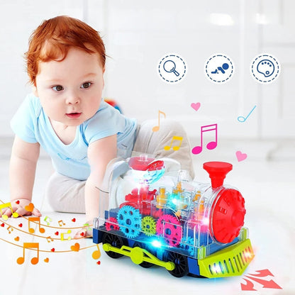 Transparent Light Up Toy Train With Flashing Lights And Sound Effects