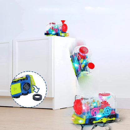 Transparent Light Up Toy Train With Flashing Lights And Sound Effects