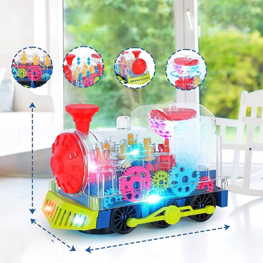 Transparent Light Up Toy Train With Flashing Lights And Sound Effects