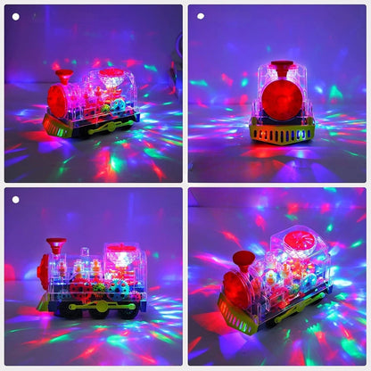 Transparent Light Up Toy Train With Flashing Lights And Sound Effects