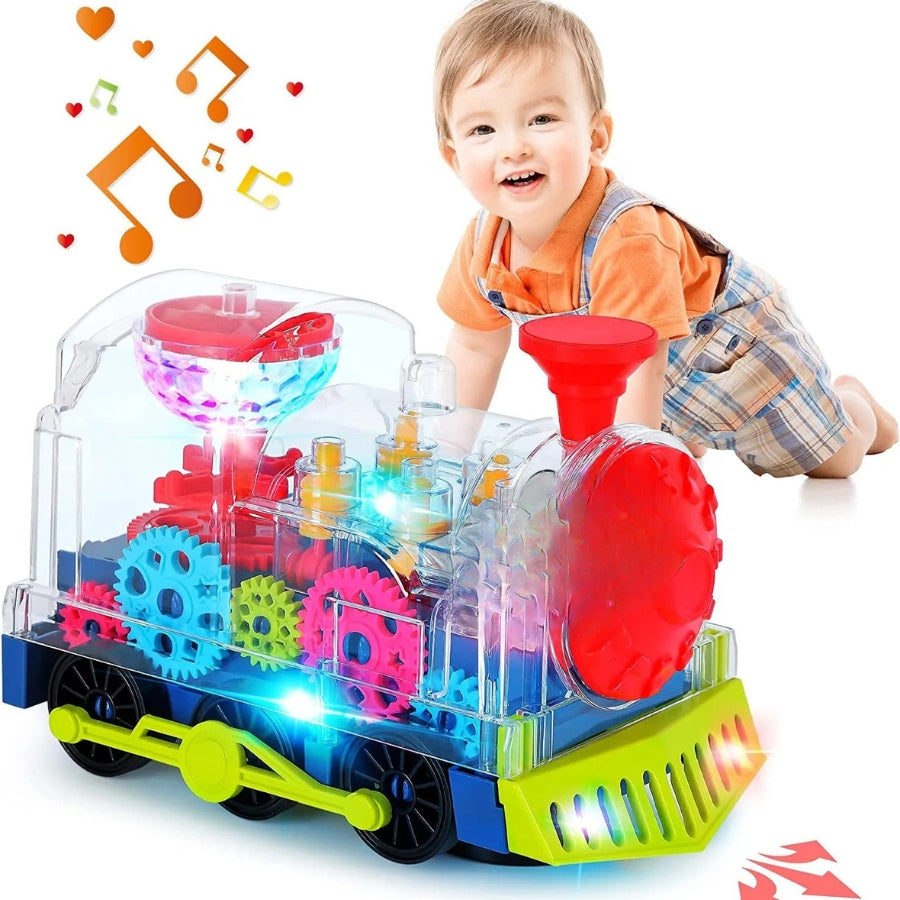 Transparent Light Up Toy Train With Flashing Lights And Sound Effects