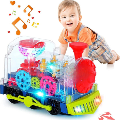 Transparent Light Up Toy Train With Flashing Lights And Sound Effects
