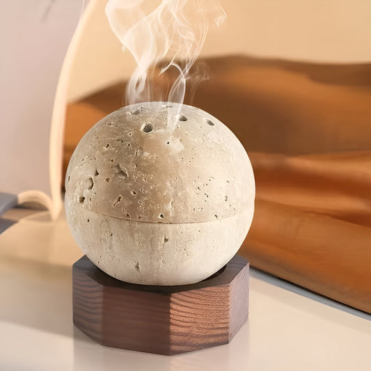 Travertine Incense Holder Natural Stone Aromatherapy Decor