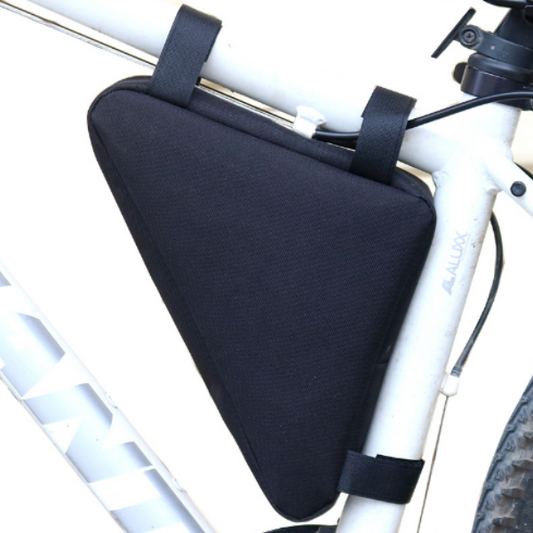 Triangular Bicycle Frame Storage Bag with Splash Resistant Surface and Frame Fit Design