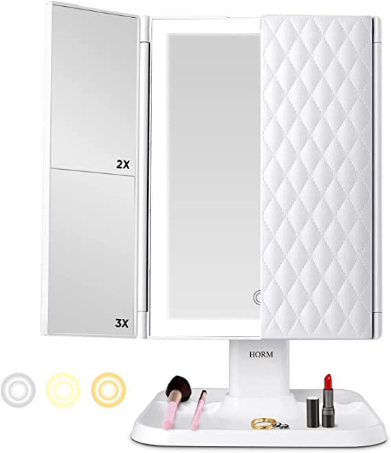 Trifold LED Makeup Mirror Adjustable Light Vanity Table Mirror