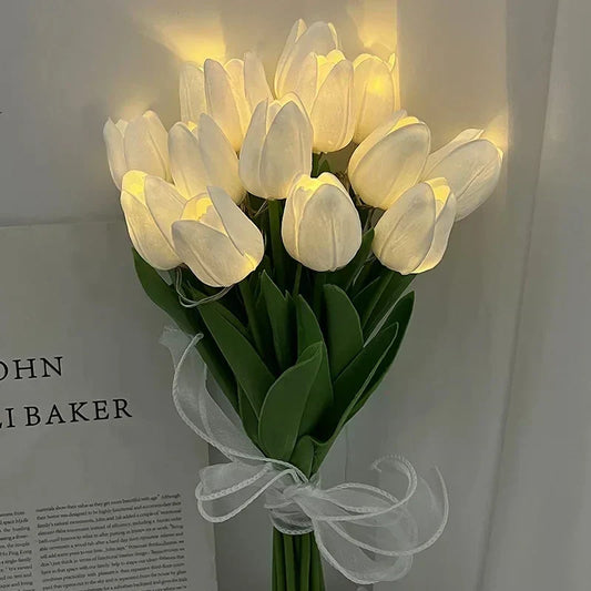 Tulip LED Night Light Portable Decorative Flower Bedside Lamp Warm Ambient Light