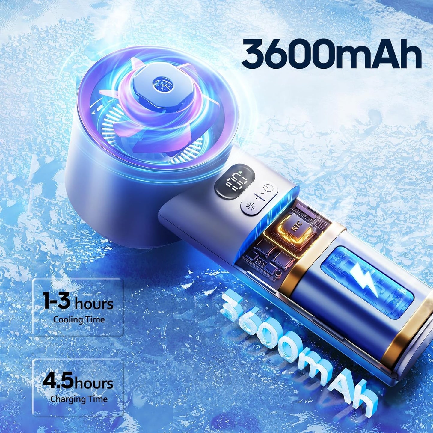 TurboJet Handheld Fan Portable High-Power Cooling Fan with USB Recharge