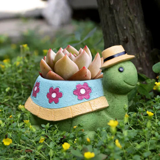 Turtle Shaped Plant Pot Decorative Garden Planter Indoor Outdoor Flower Pot
