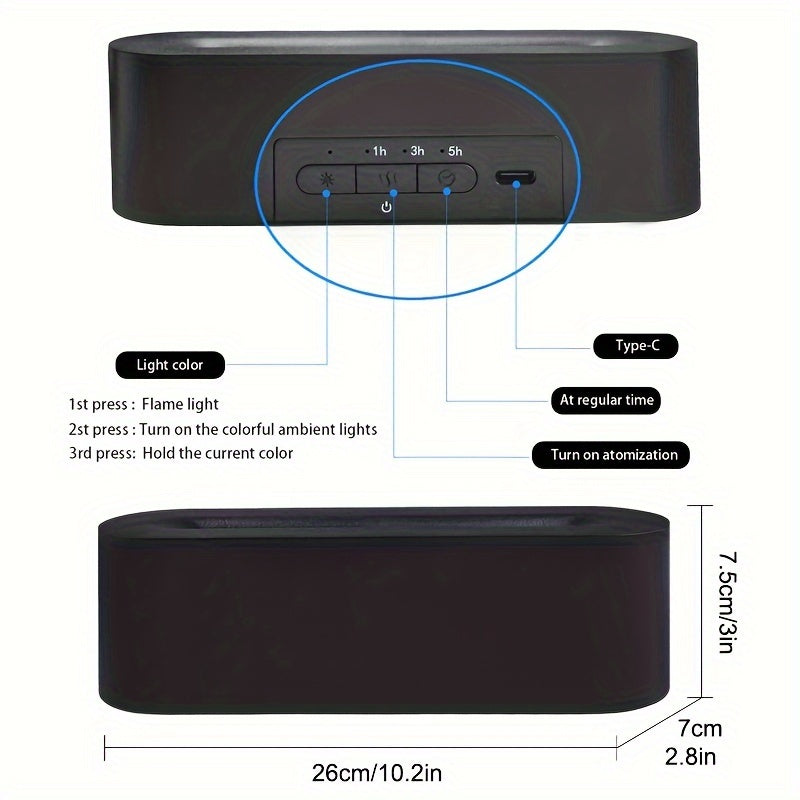 USB Aroma Diffuser Flame Effect Lamp RGB Humidifier for Home Bedroom Office