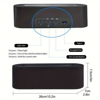 USB Aroma Diffuser Flame Effect Lamp RGB Humidifier for Home Bedroom Office