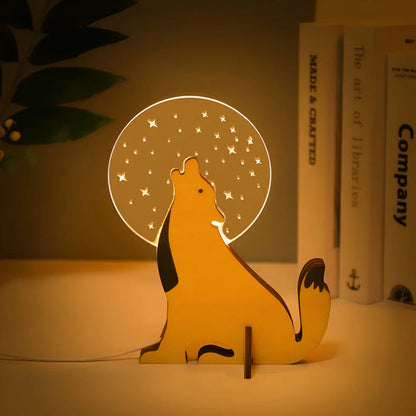 USB Rechargeable Wooden LED Table Lamp for Kids Bedroom Nursery Night Light Decorative Animal Theme