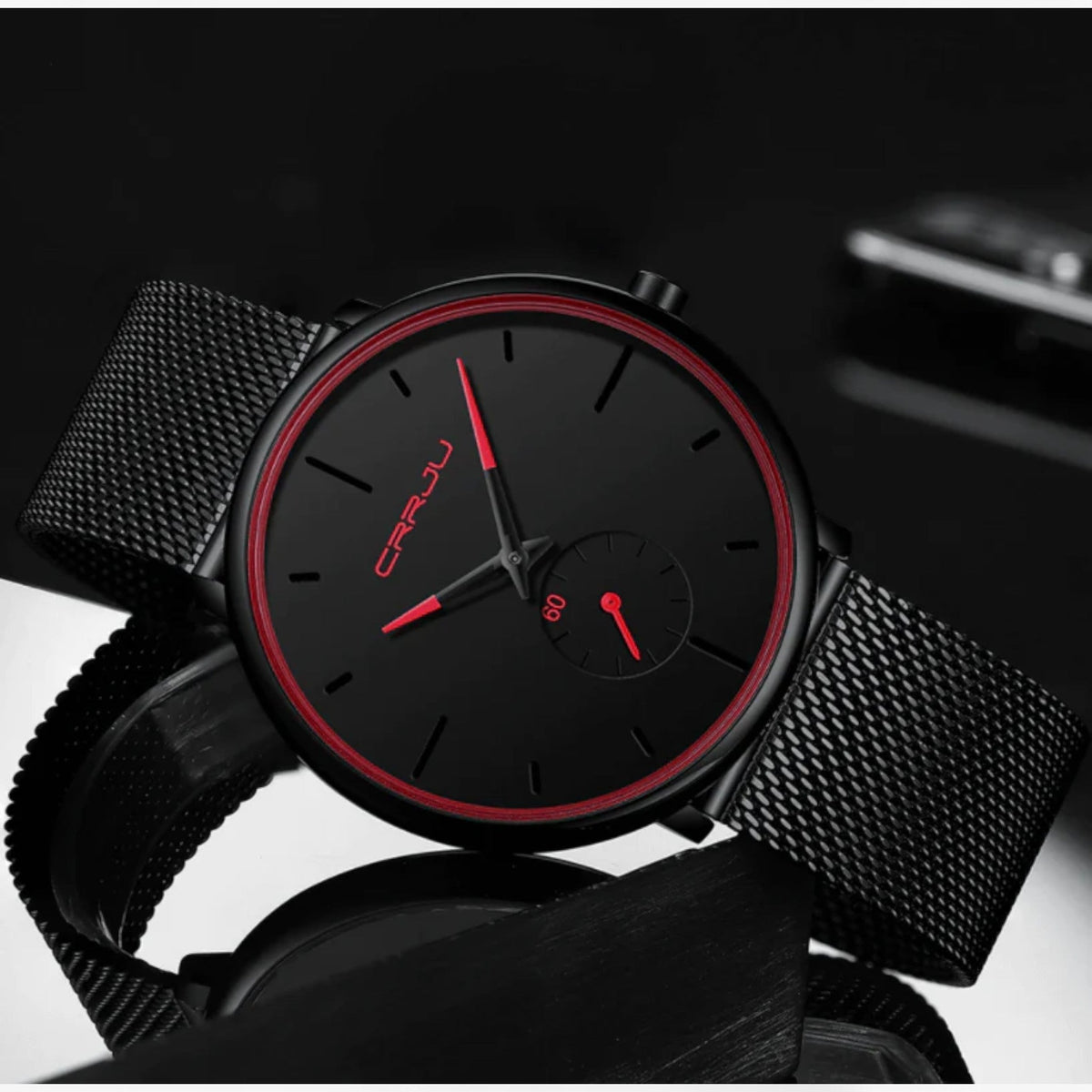 Ultra Thin Minimalist Men's Watch Quartz Stainless Steel Mesh Waterproof