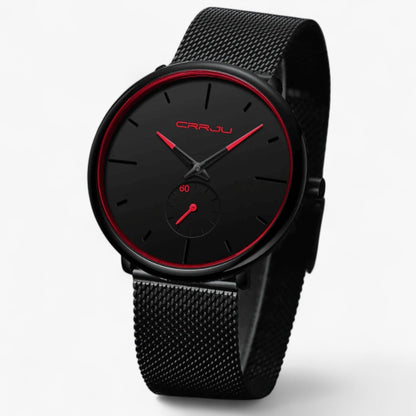 Ultra Thin Minimalist Men's Watch Quartz Stainless Steel Mesh Waterproof