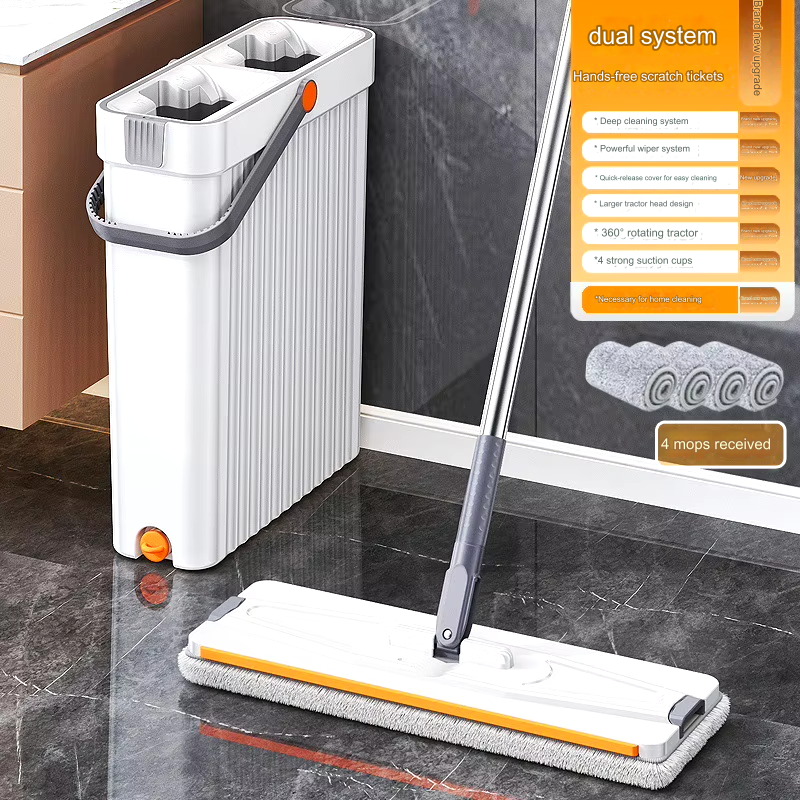 Ultra-Thin Self-Wringing Flat Mop Lightweight Floor Cleaning Tool