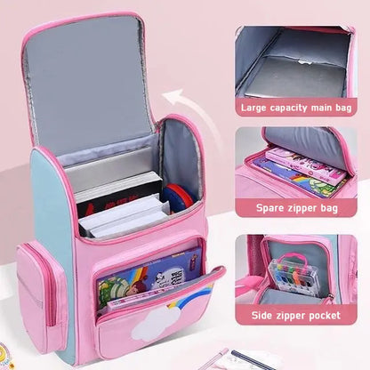 Unicorn Kids Backpack Large Capacity School Bag with Pop It Toy and Padded Adjustable Straps