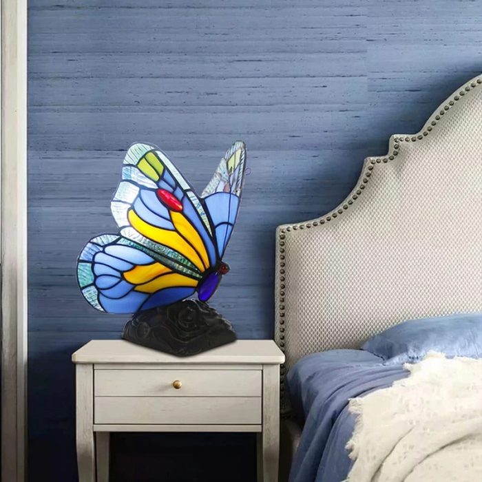 VintaGlow - Unique Retro Stained Glass Butterfly Table Lamp