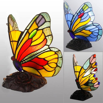 VintaGlow - Unique Retro Stained Glass Butterfly Table Lamp