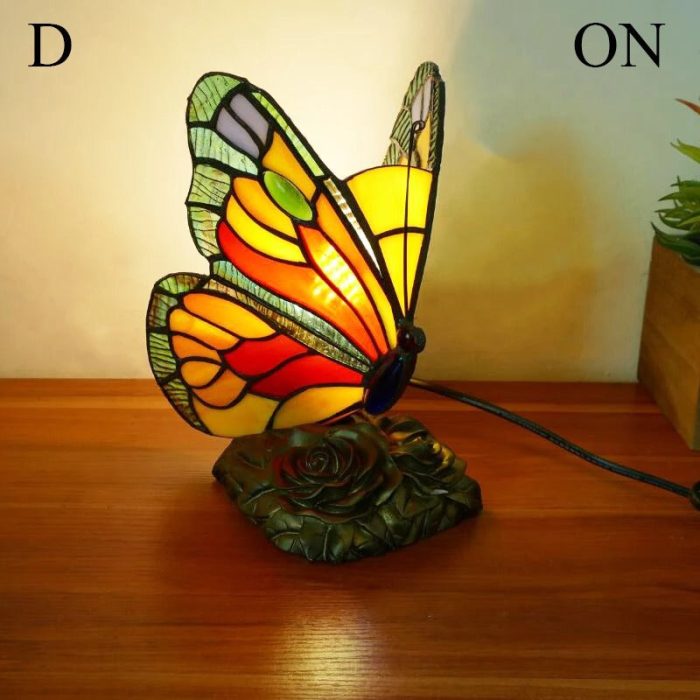 VintaGlow - Unique Retro Stained Glass Butterfly Table Lamp