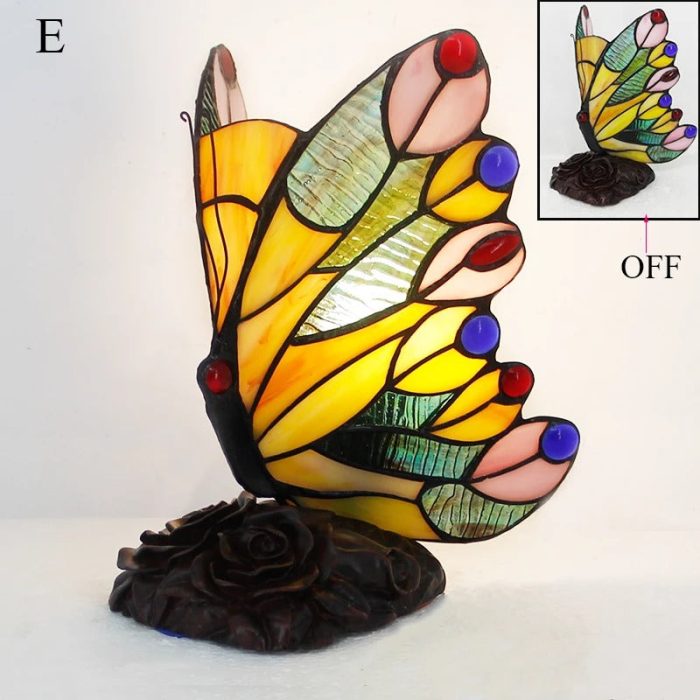 VintaGlow - Unique Retro Stained Glass Butterfly Table Lamp