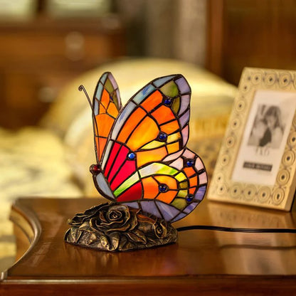 VintaGlow - Unique Retro Stained Glass Butterfly Table Lamp