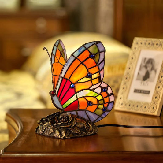 VintaGlow - Unique Retro Stained Glass Butterfly Table Lamp