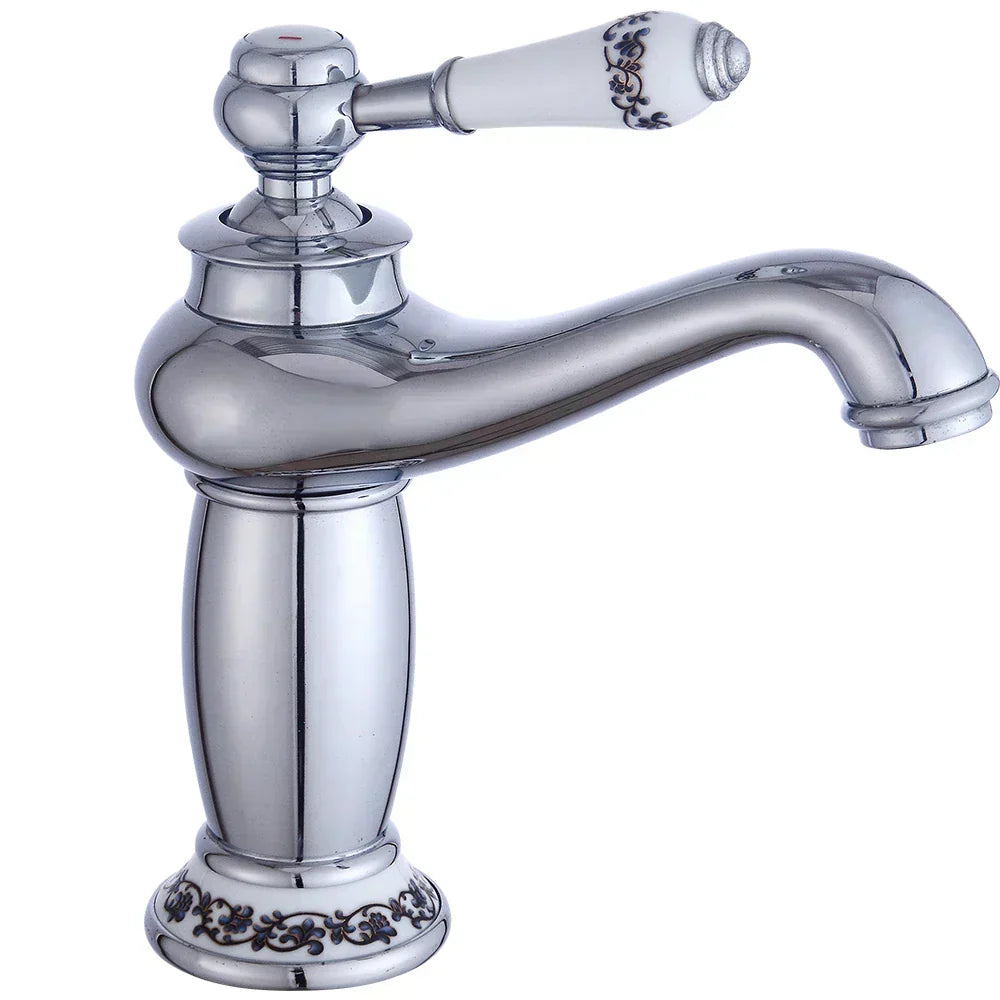 Vintage Bathroom Sink Faucet Single Handle Basin Mixer Retro Style Tap