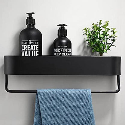 Wall-Mounted Bathroom Shelf Towel Rack Space-Saving Storage Organizer