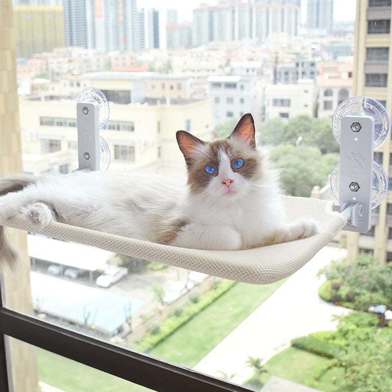 Wall Mounted Cat Hammock Window Bed Pet Window Seat Breathable Mesh Cat Lounger
