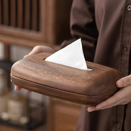 Walnut Wood Tissue Box Minimalist Home Storage Organizer