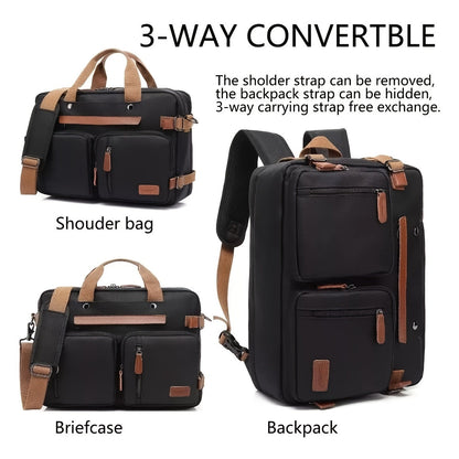 Waterproof Convertible Backpack Shoulder Handbag Adjustable Straps Travel Work Bag