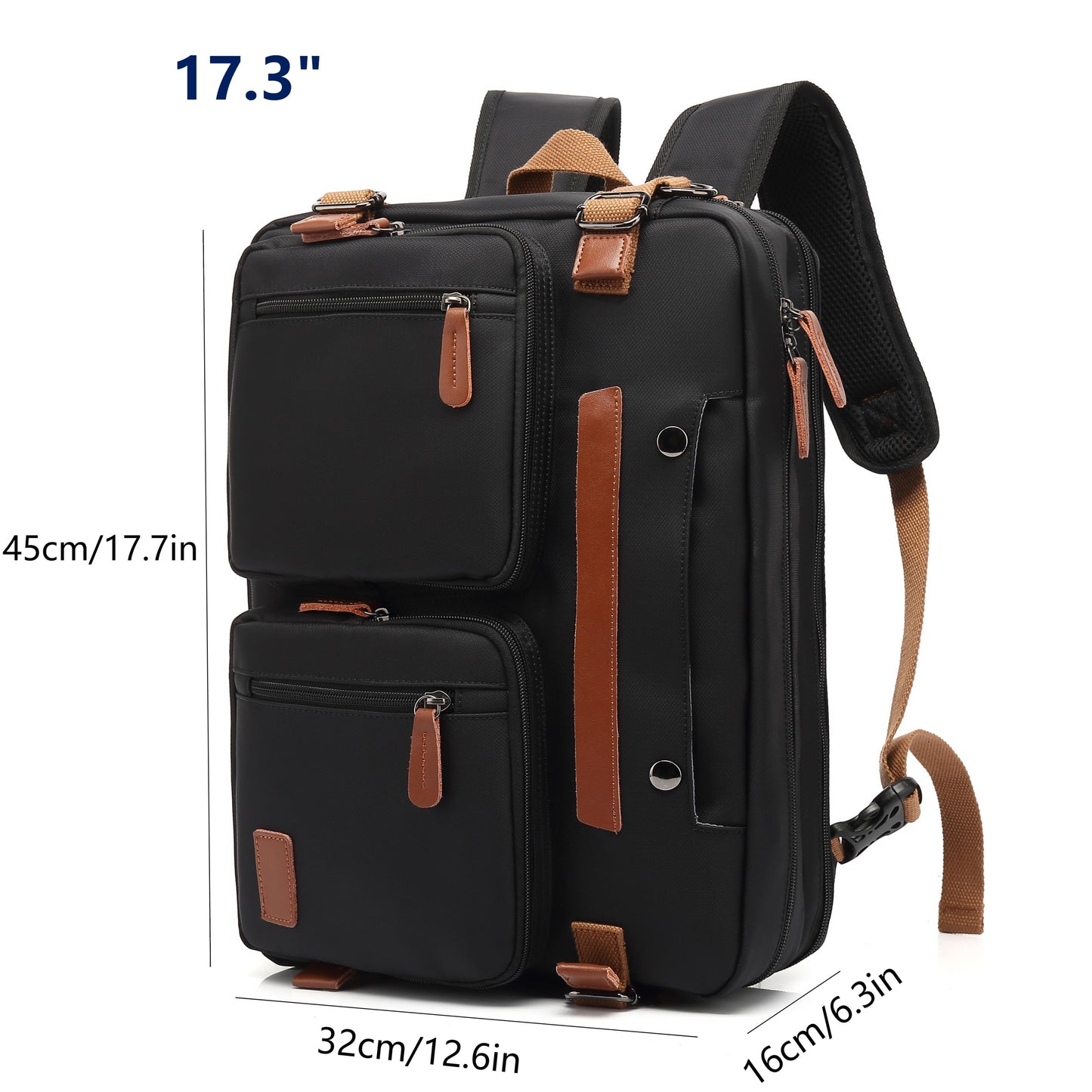 Waterproof Convertible Backpack Shoulder Handbag Adjustable Straps Travel Work Bag