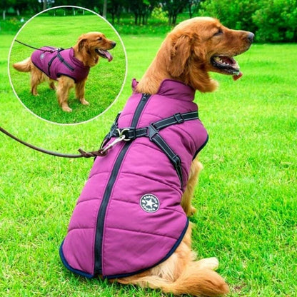 Waterproof Dog Coat with Built-In Harness – Warm Windproof & Reflective Jacket
