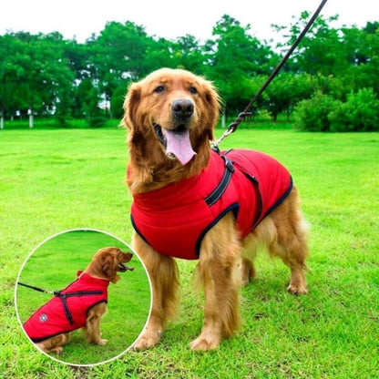 Waterproof Dog Coat with Built-In Harness – Warm Windproof & Reflective Jacket